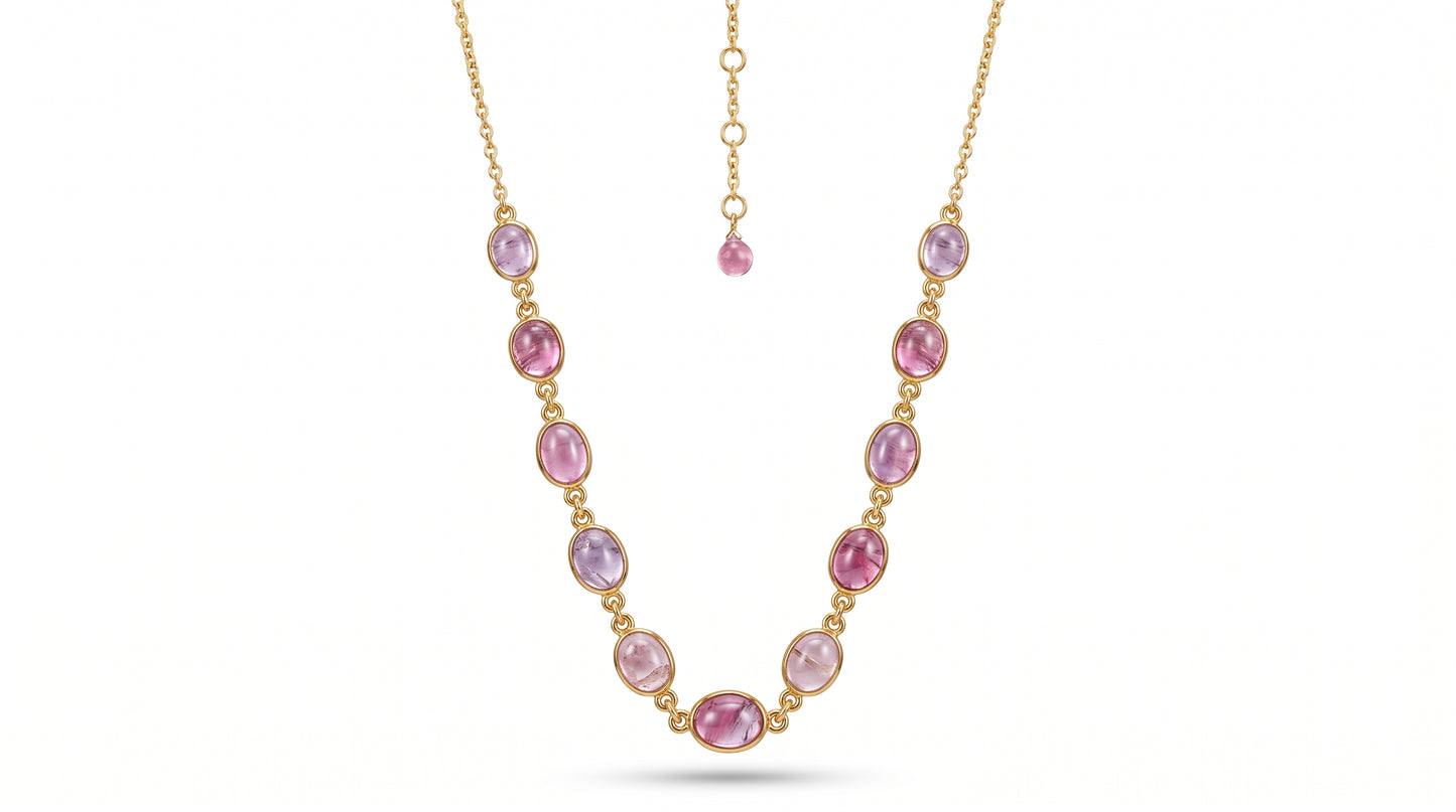 925 Silver Gold Plating Elegant Bi Tourmaline Necklace