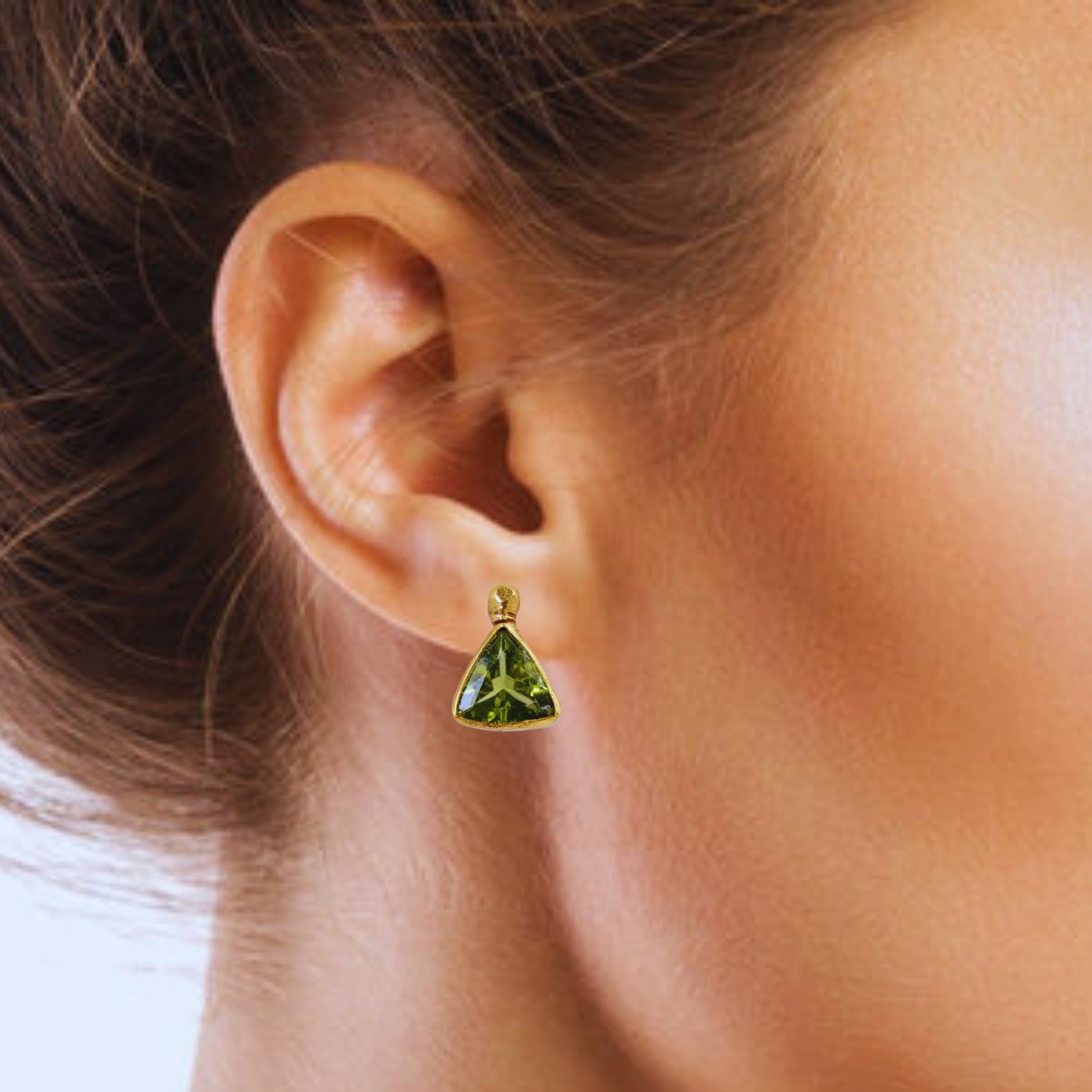 Buy Handcrafted Silver Gold Plated Peridot Earring