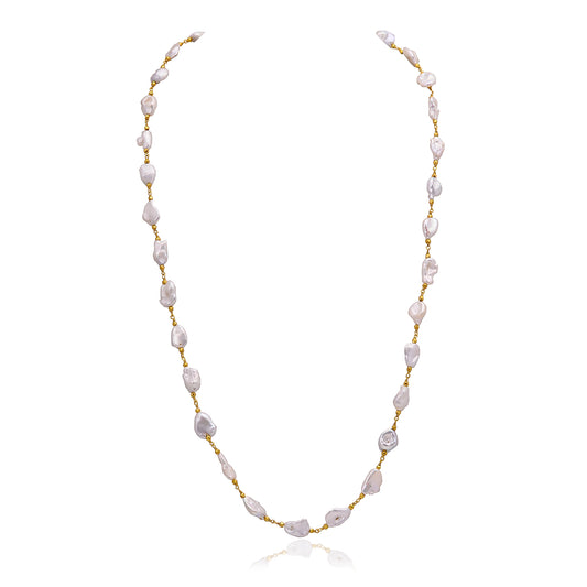 Handmade 925 Silver Gold Plated Pearl Necklace