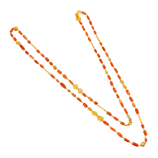 Handcrafted 925 Sterling Silver Gold-Plated Coral Necklace
