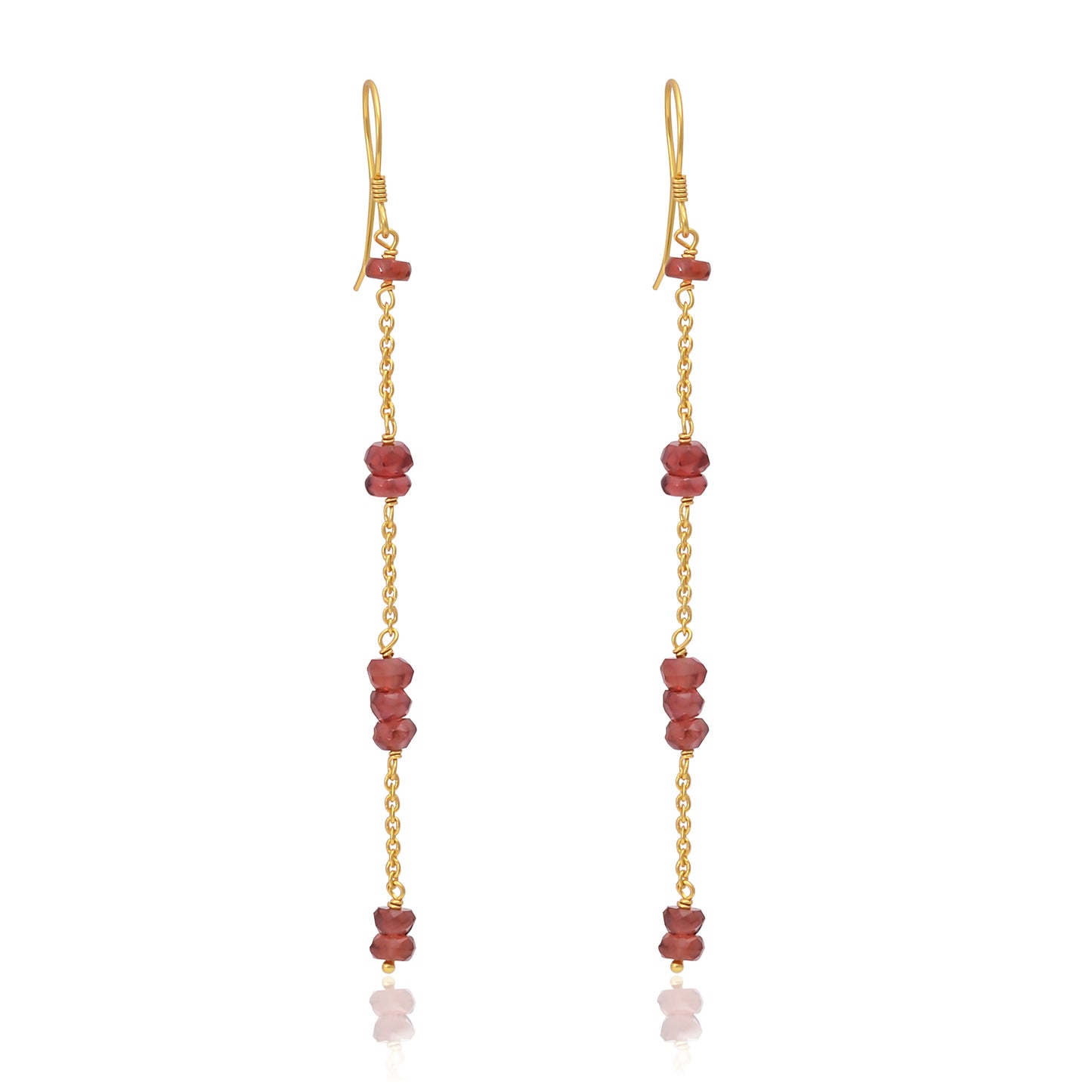Silver Gold Plated Garnet Earring