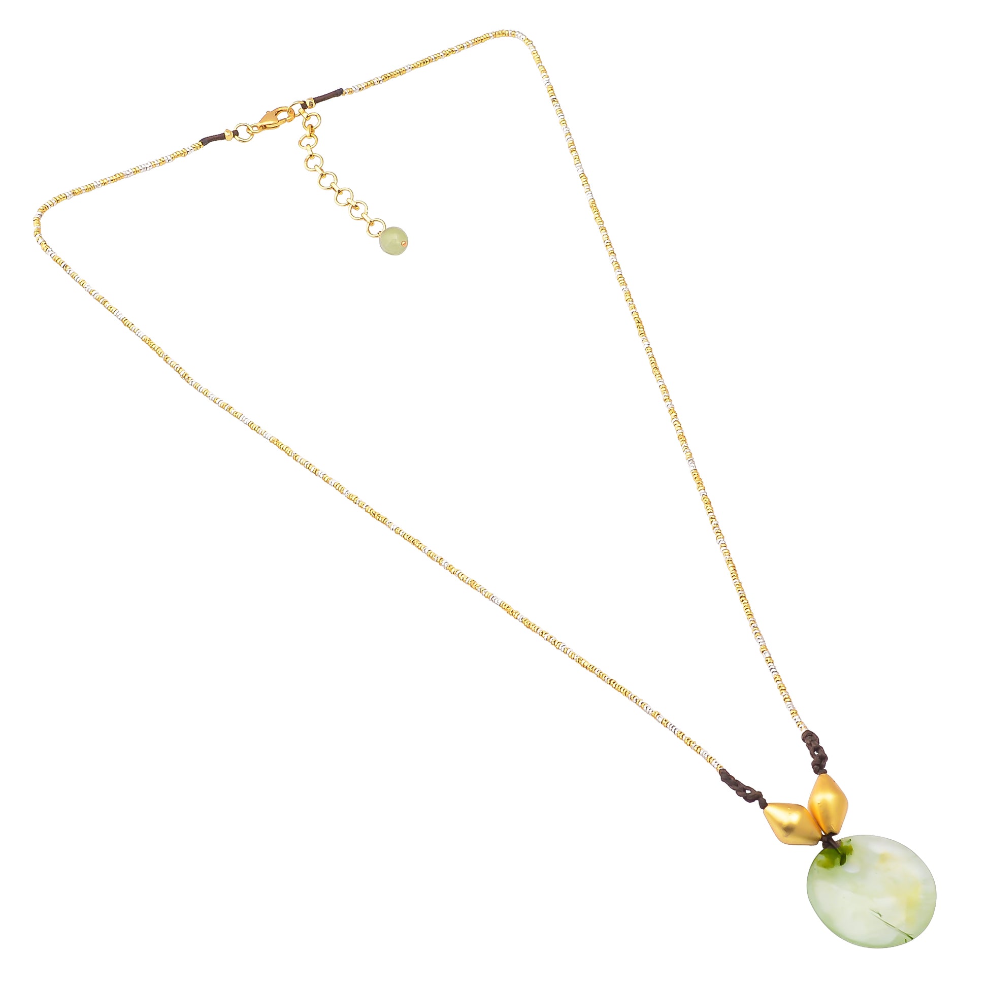 Buy Indian Handmade Silver Gold Plated Prenite Necklace