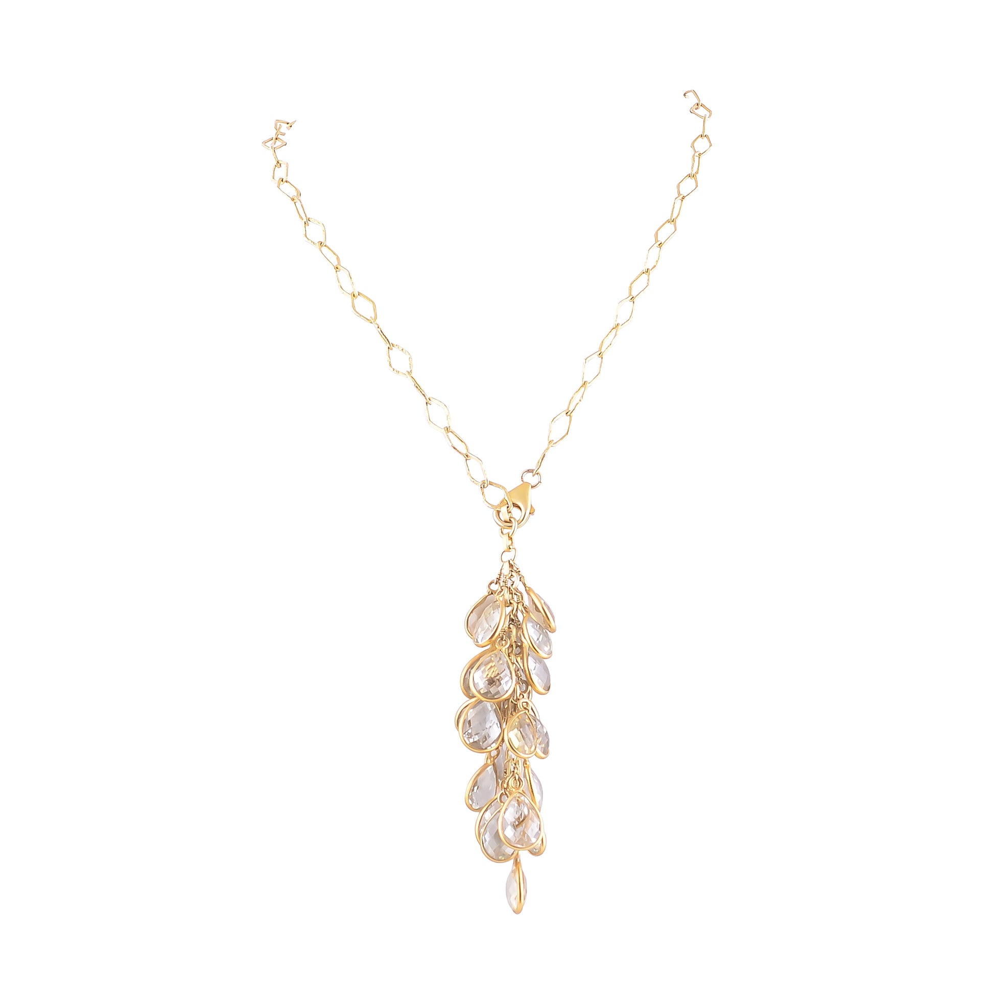 Buy Handcrafted Silver Gold Plated Green Amethyst Cluster Pendant Necklace