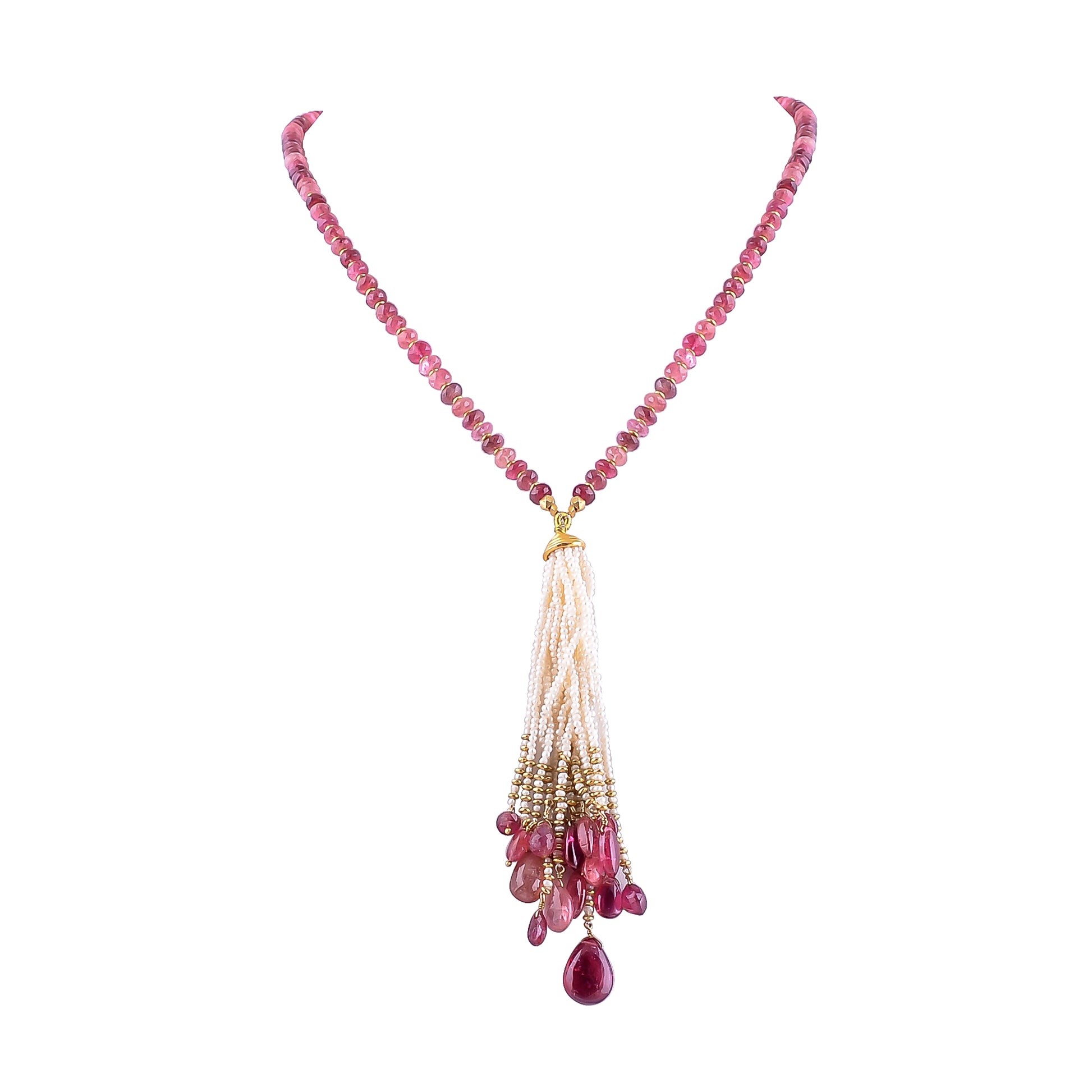 Buy Handmade Silver Gold Plated Pearl Cluster / Tourmaline Necklace