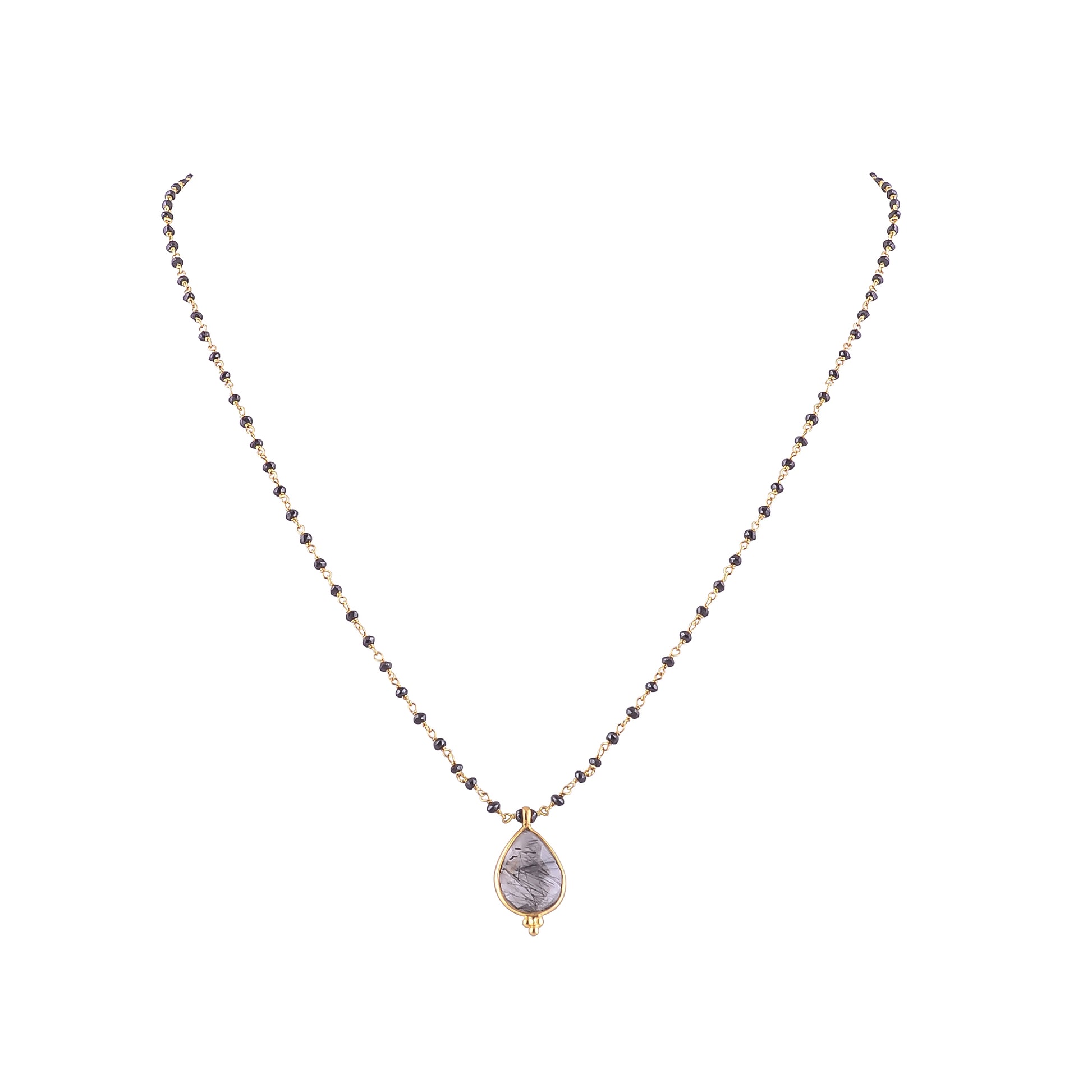 Buy Handmade Silver Gold Plated Black Rotile Pendant/black Onyx Necklace