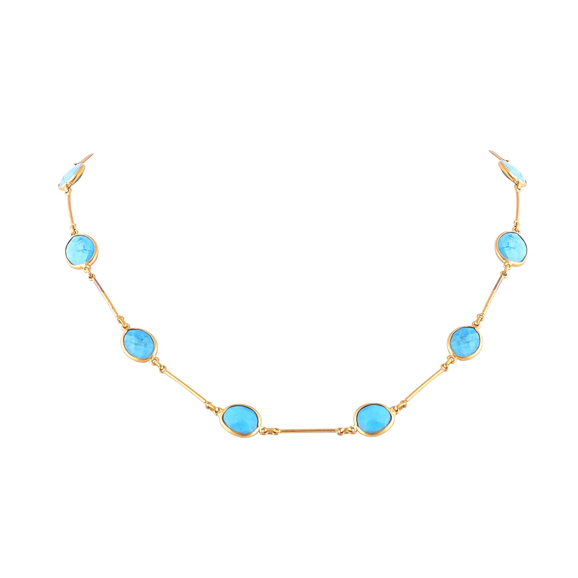 Buy Handcrafted Silver Gold Plated Turquoise Collet Pipe Necklace