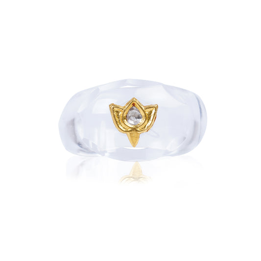 Crystal / Diamond with 24kt gold jadai Ring