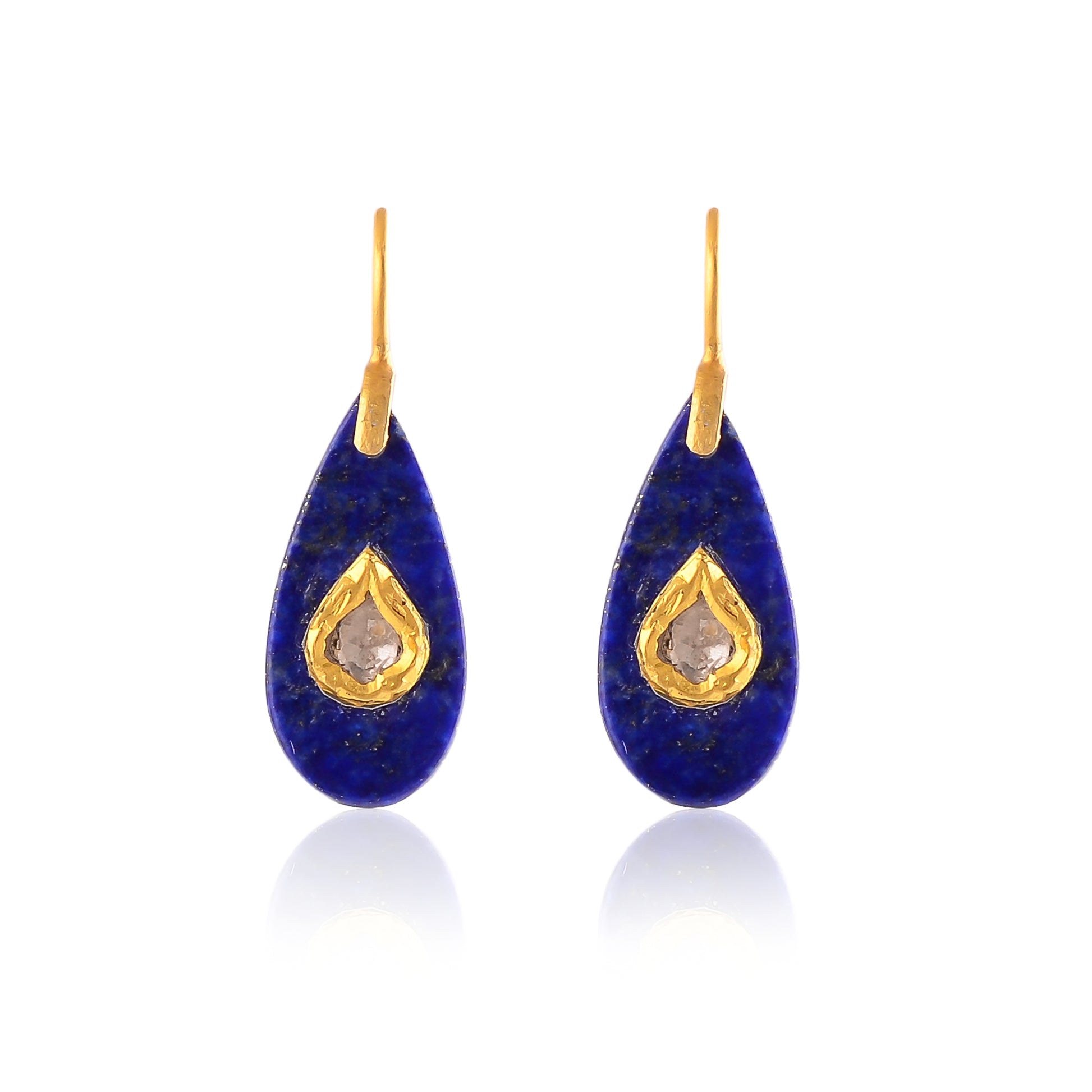 Buy Indian Handmade Silver Gold Plated Lapis Dimond Jadau Earring