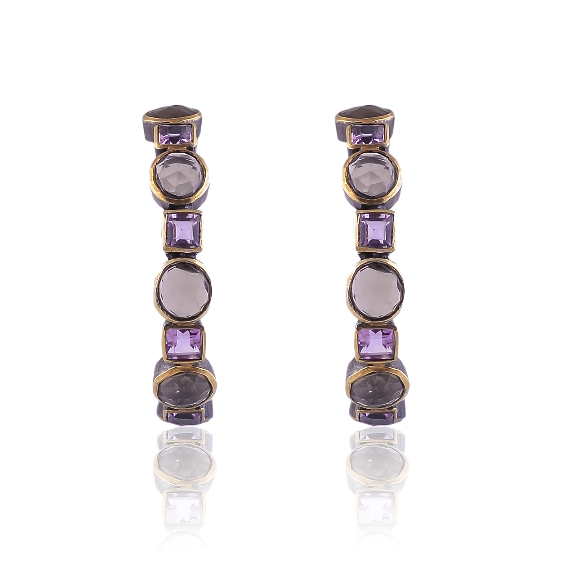 Buy Handmade Silver Gold Black Plated Amethyst/smoky Hoop