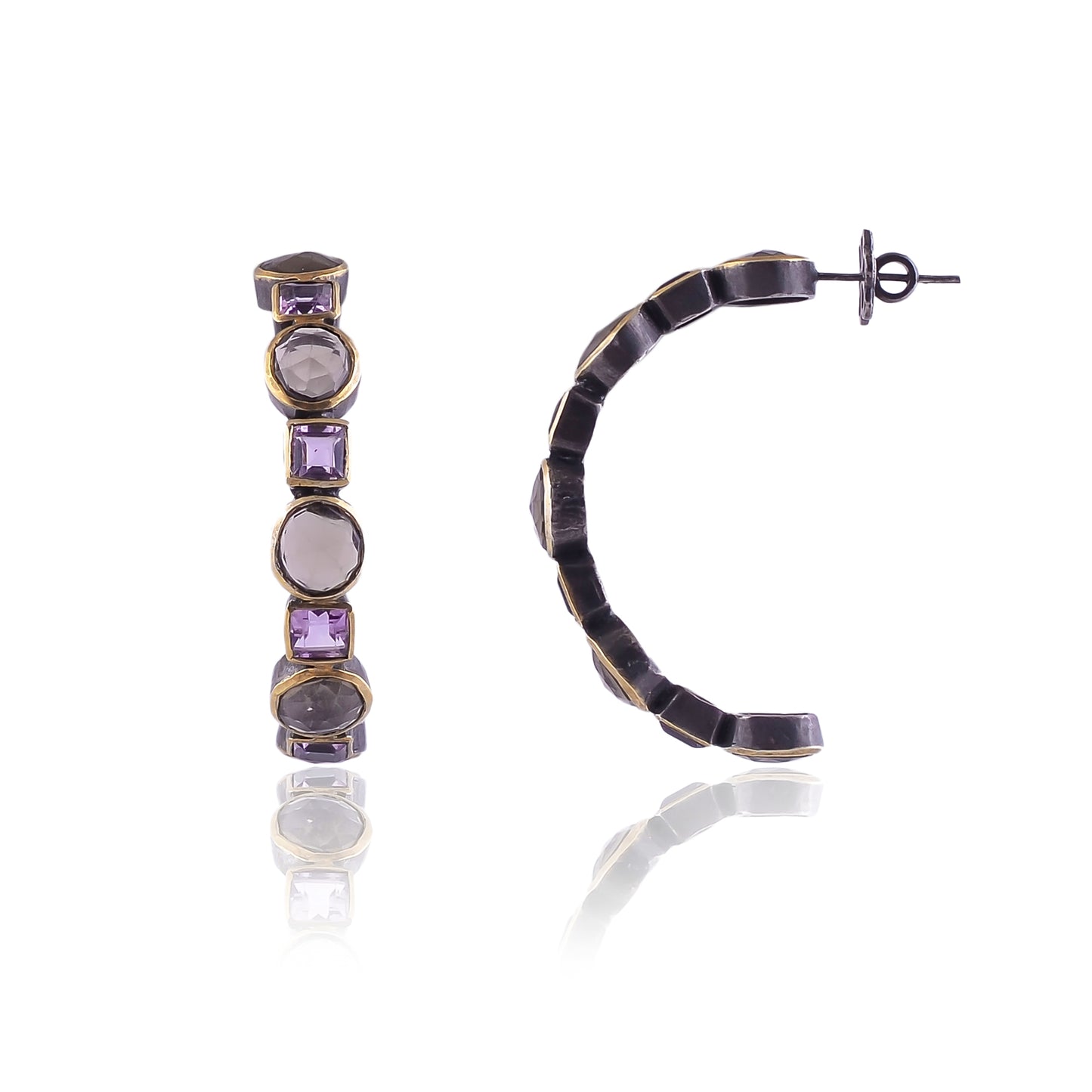 Buy Handmade Silver Gold Black Plated Amethyst/smoky Hoop