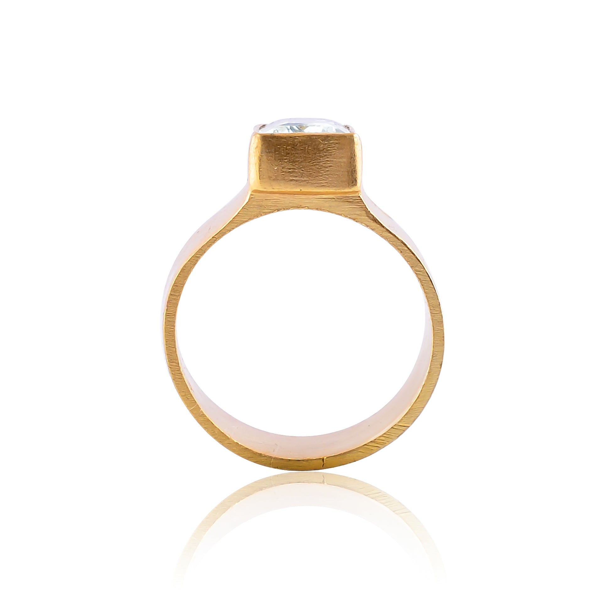 Buy Handcrafted Silver Gold Plated Aquamarine Ring