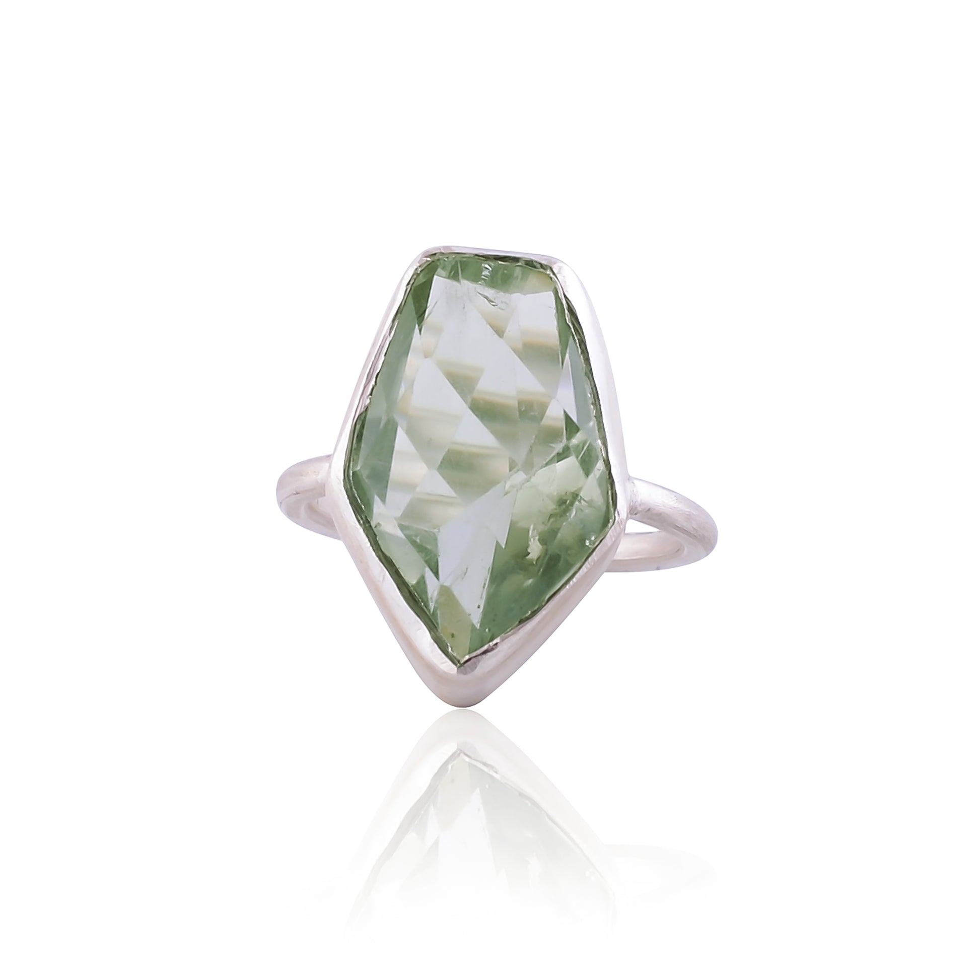 Buy Handmade Silver Green Amethyst Ring