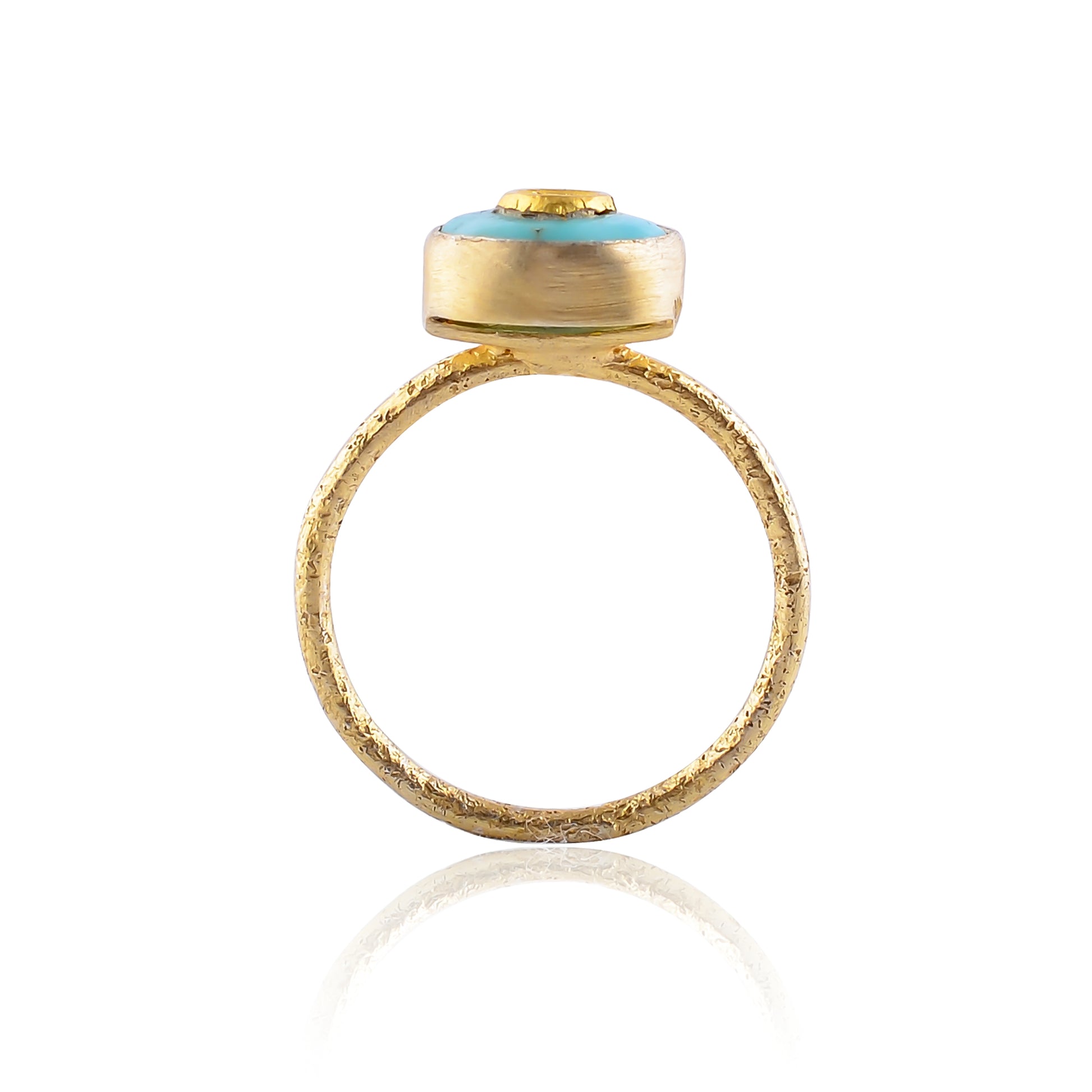 Buy Handcrafted Silver Gold Plated Turquoise/diamond Jadau Ring