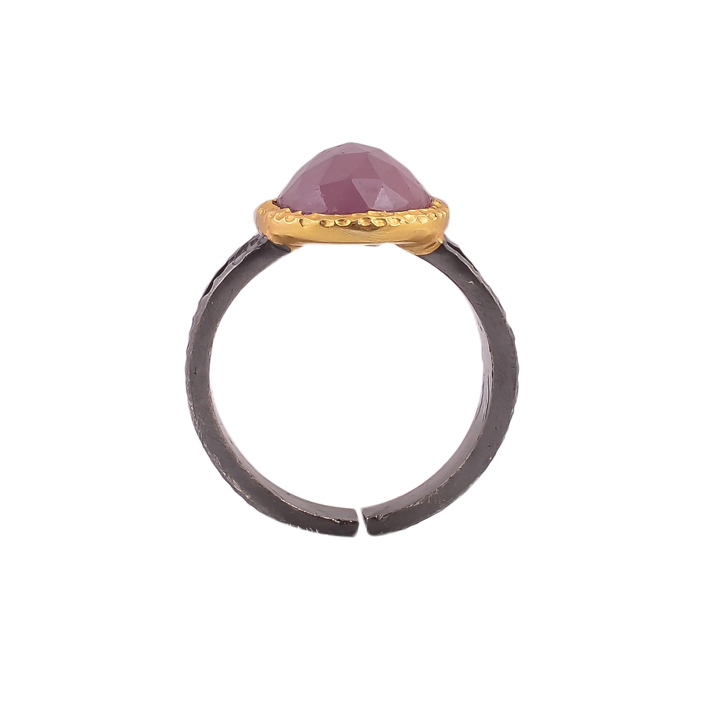 Buy Handcrafted  Silver Gold Black Plated Sapphire Ring