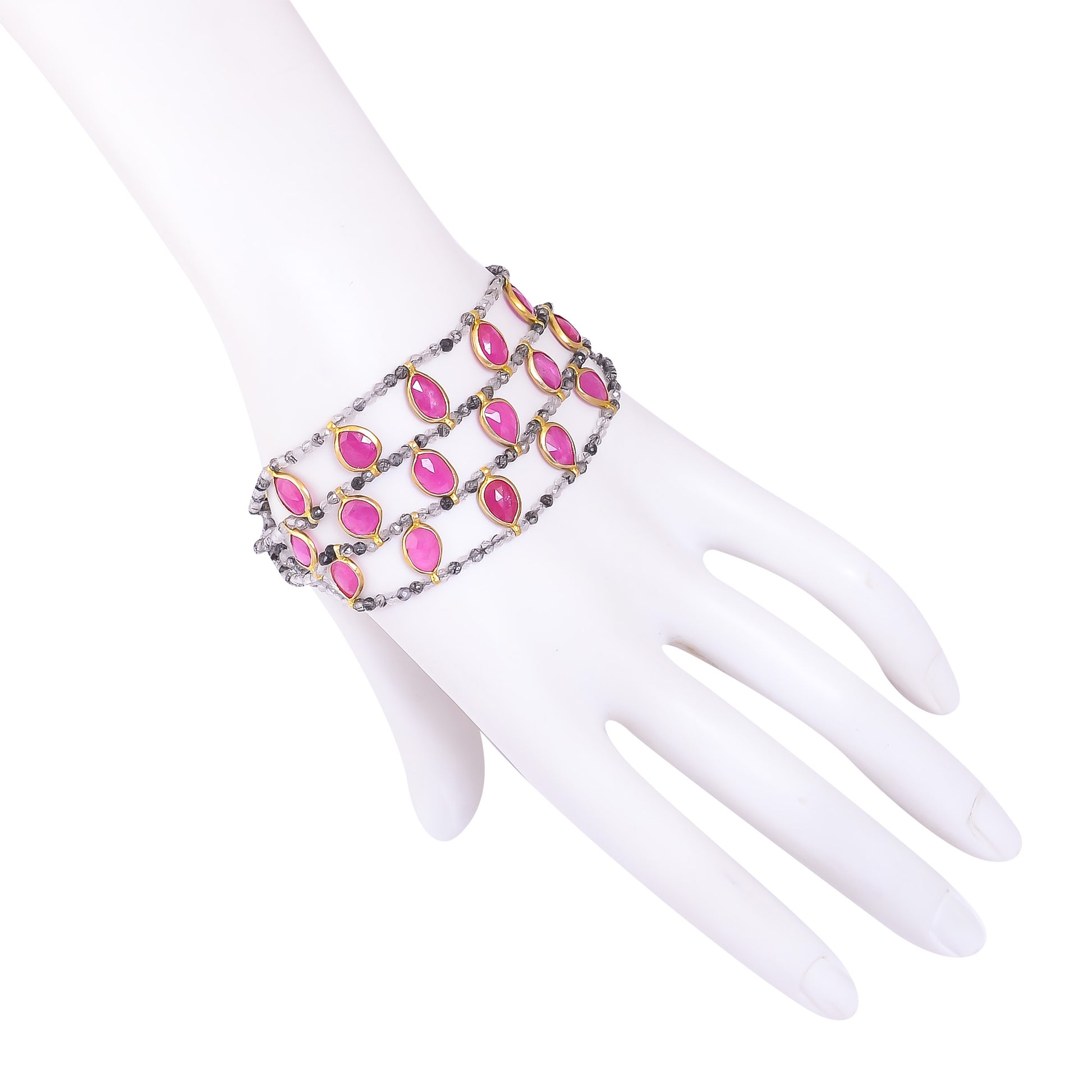 Buy Luxury Handmade Silver Gold Plated Ruby/rotile Bracelet