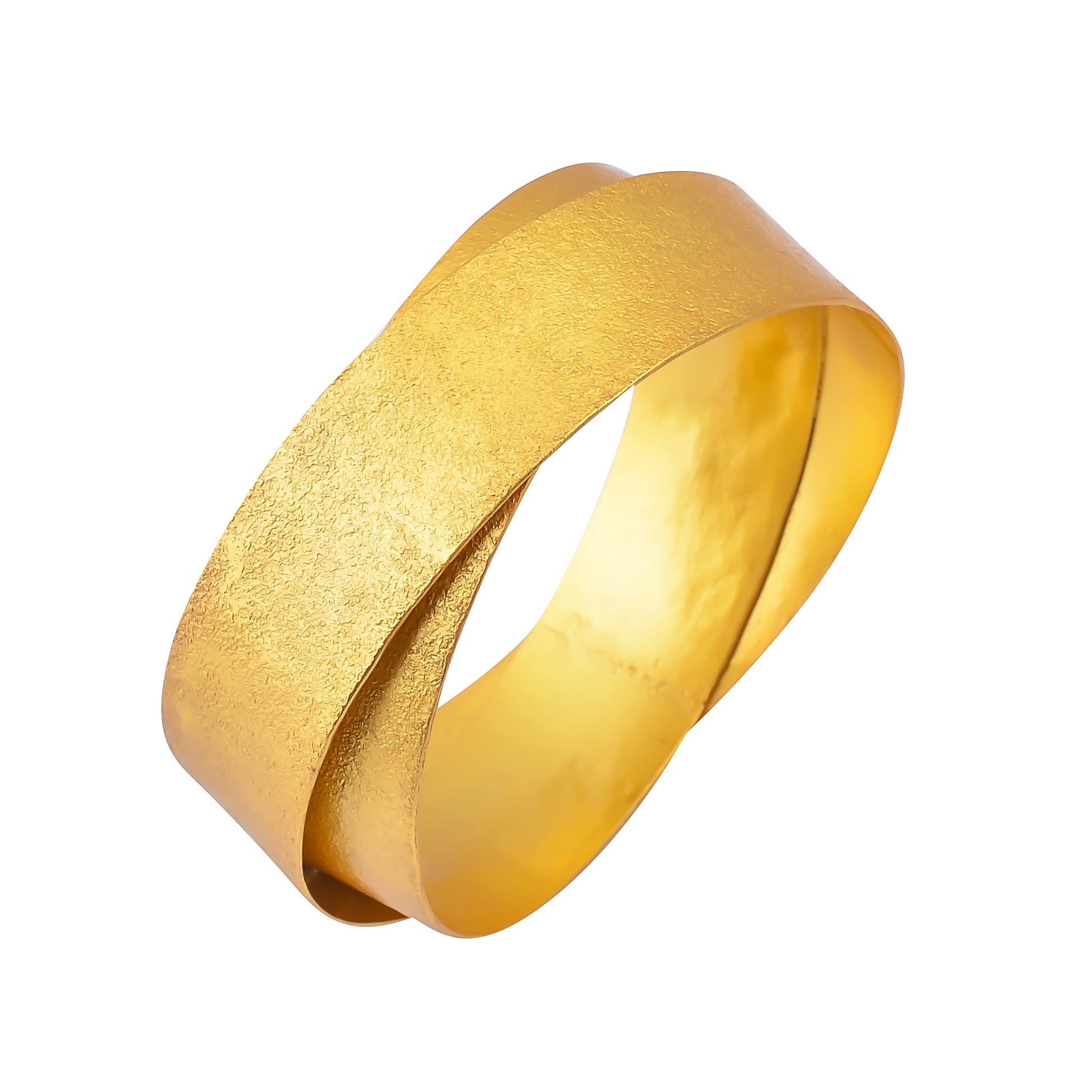Buy Handcrafted Silver Gold Plated Double Wrap Texture Bangle