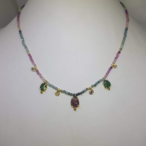 DIAMOND AND STONE NECKLACE