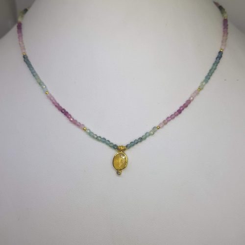 DIAMOND AND STONE NECKLACE