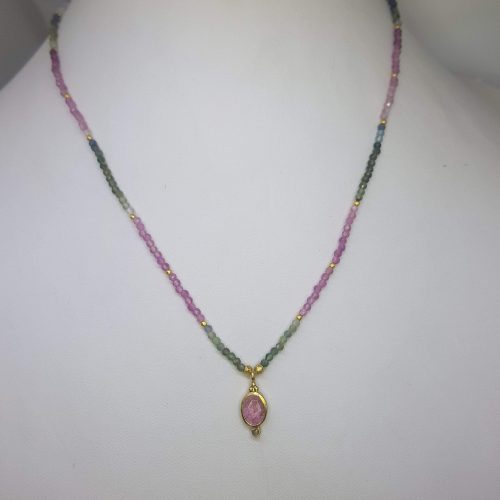DIAMOND AND STONE NECKLACE