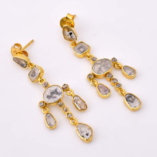 DIAMOND & STONE EARRING