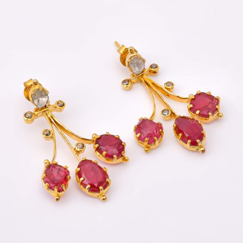 DIAMOND & STONE EARRING