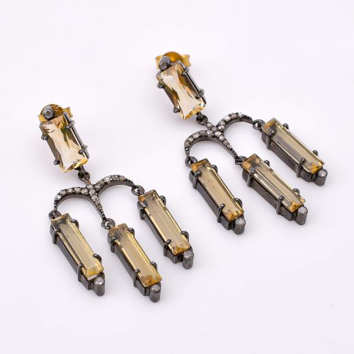 DIAMOND & STONE EARRING