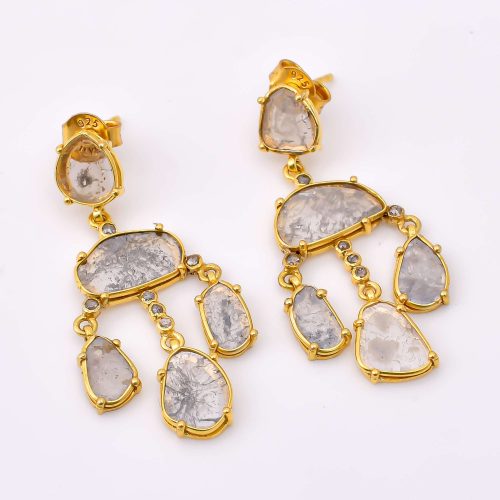 DIAMOND & STONE EARRING