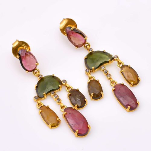 DIAMOND & STONE EARRING