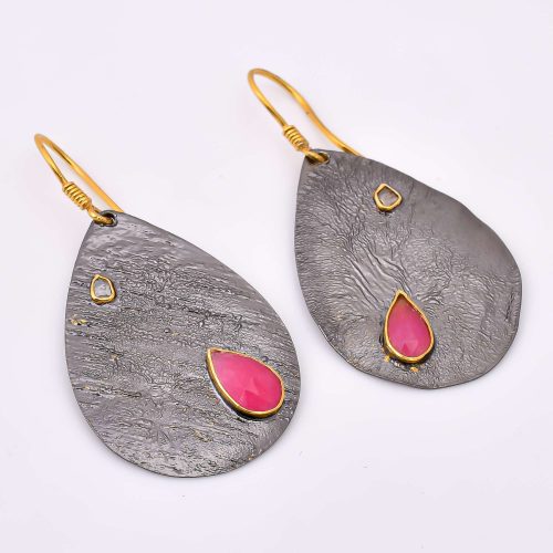 DIAMOND & STONE EARRING