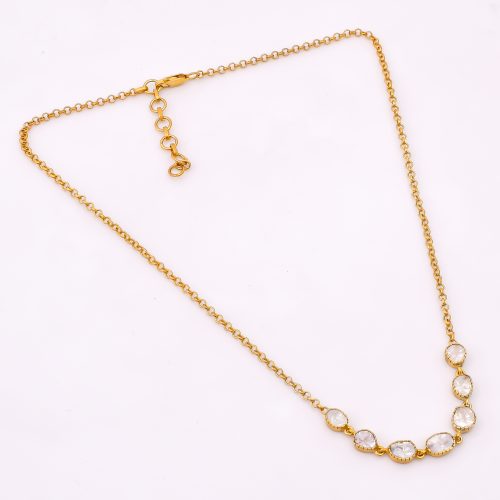 DIAMOND AND STONE NECKLACE