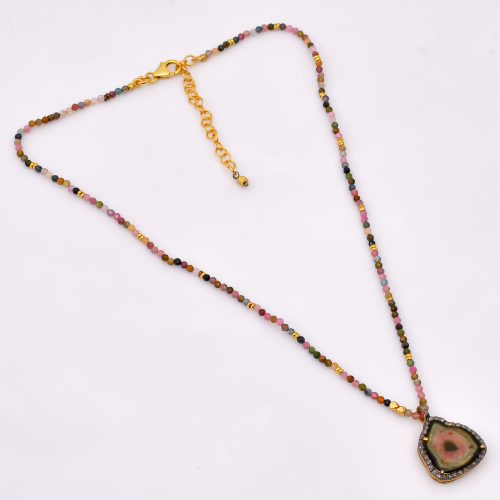 DIAMOND AND STONE NECKLACE