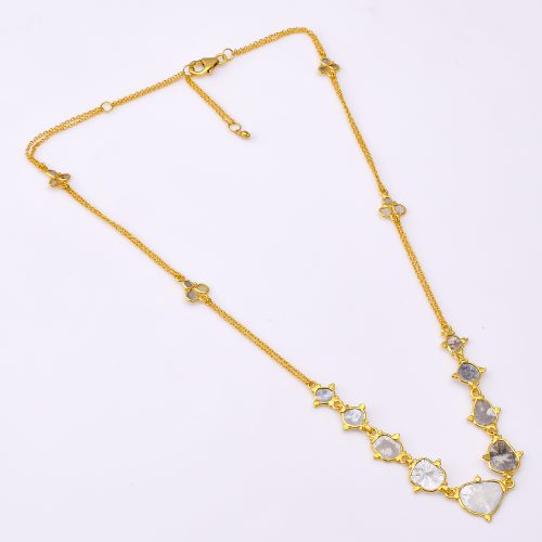 DIAMOND AND STONE NECKLACE