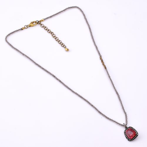 DIAMOND AND STONE NECKLACE