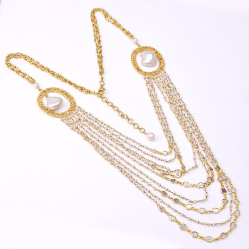 DIAMOND AND STONE NECKLACE