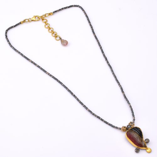 DIAMOND AND STONE NECKLACE