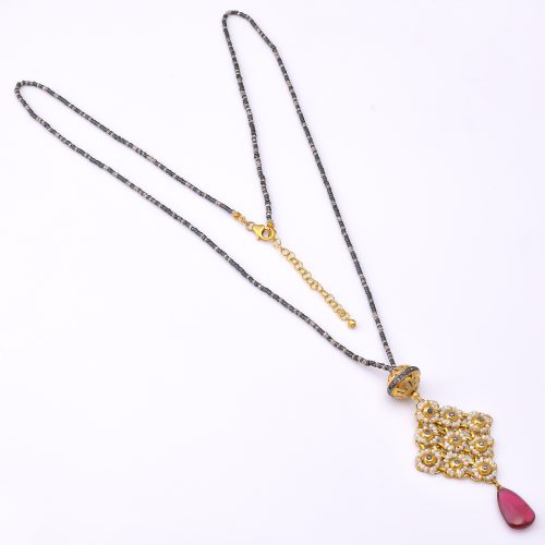 DIAMOND AND STONE NECKLACE