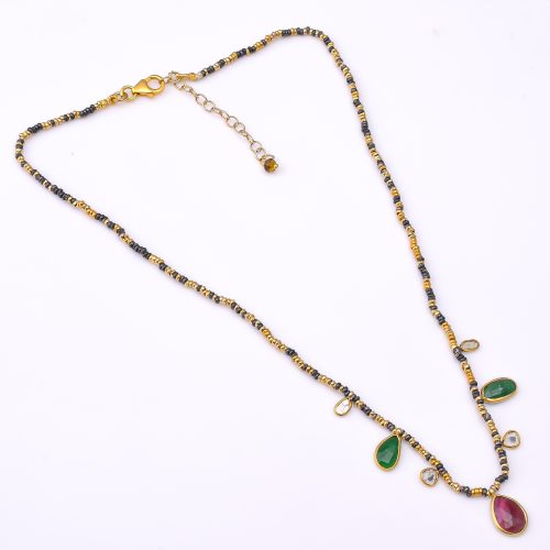 DIAMOND AND STONE NECKLACE