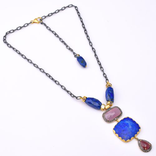 DIAMOND AND STONE NECKLACE