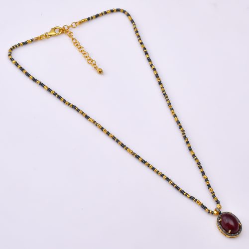 DIAMOND AND STONE NECKLACE
