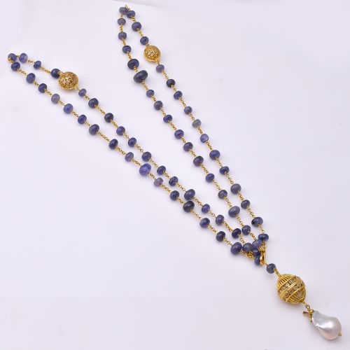 DIAMOND AND STONE NECKLACE