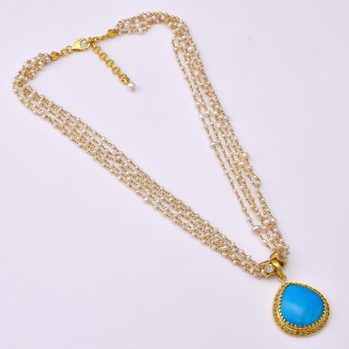 DIAMOND AND STONE NECKLACE