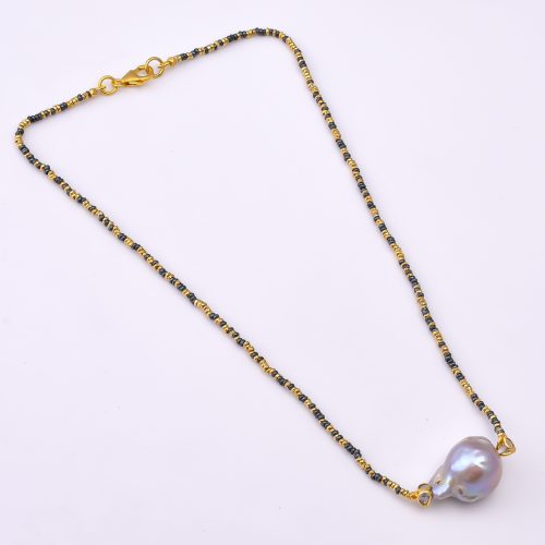 DIAMOND AND STONE NECKLACE