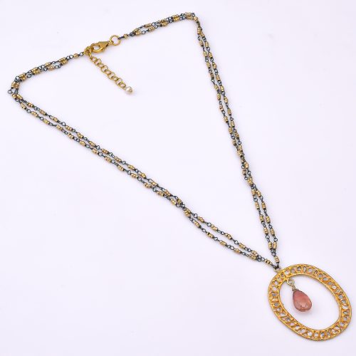 DIAMOND AND STONE NECKLACE