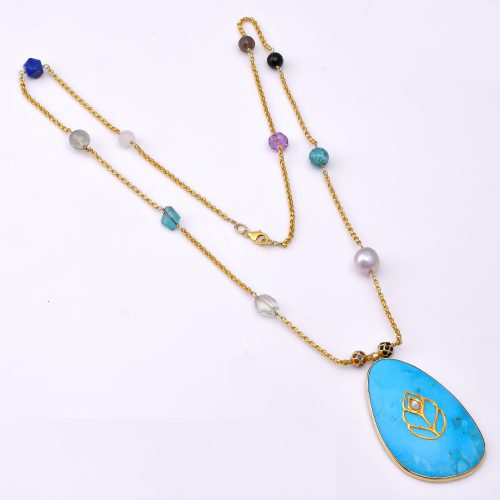 DIAMOND AND STONE NECKLACE