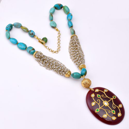 DIAMOND AND STONE NECKLACE