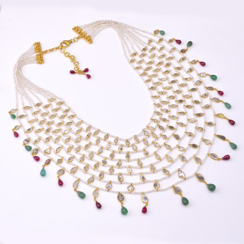 DIAMOND AND STONE NECKLACE