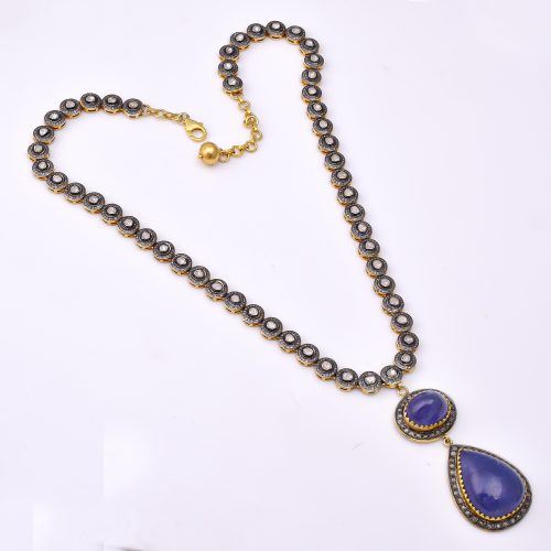DIAMOND AND STONE NECKLACE