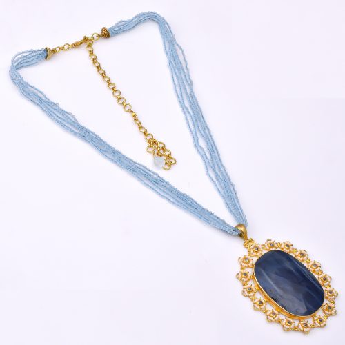 DIAMOND AND STONE NECKLACE