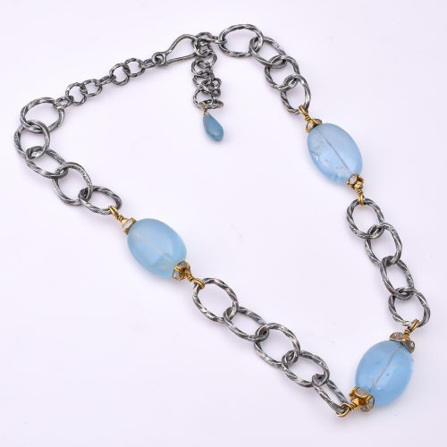 DIAMOND AND STONE NECKLACE