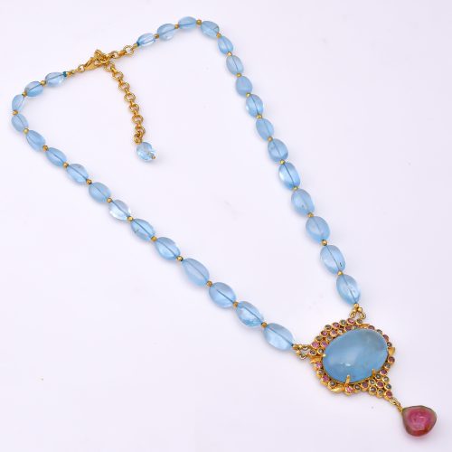 DIAMOND AND STONE NECKLACE